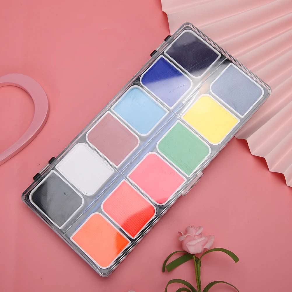 12 цветов краска для лица на водной основе Хэллоуина вечерние игры в мяч веер