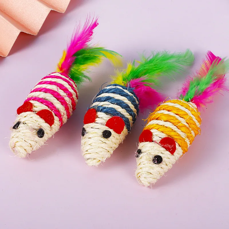 Новый сизальских канатов моделирование игрушечная Мышка для кошки плюшевые