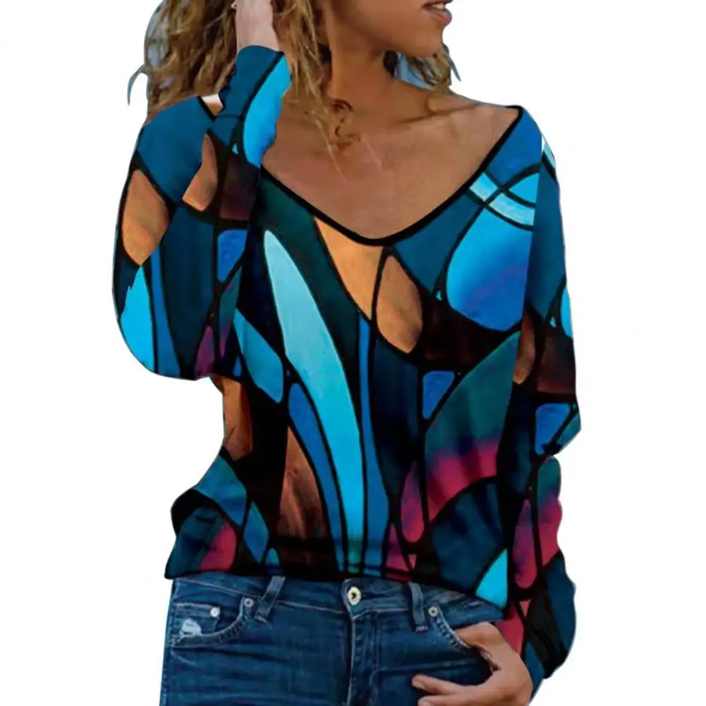 

Женская блузка в богемном стиле, модные топы с V-образным вырезом и длинным рукавом, пикантные облегающие рубашки, винтажная одежда
