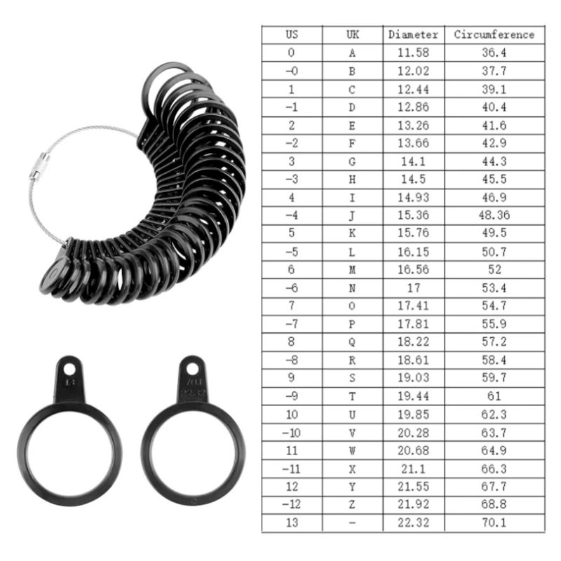 

Finger Ring Sizer Plastic Jewelry Making Measurement Mandrel Standard Size Tools