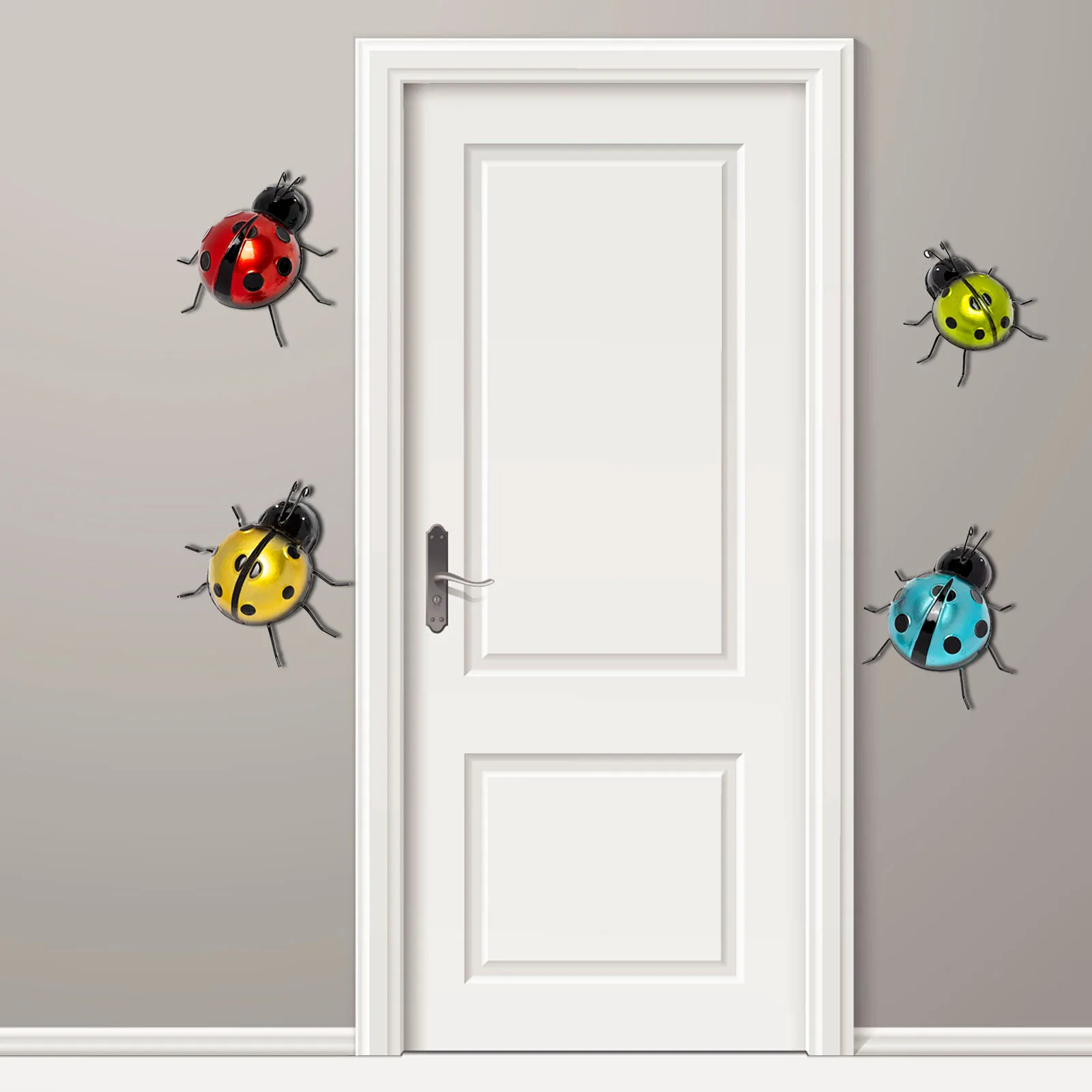 

2021 home decor 4pcs Garden Beetle Art Outdoor Garden Backyard Metal Animal Decoration Gift