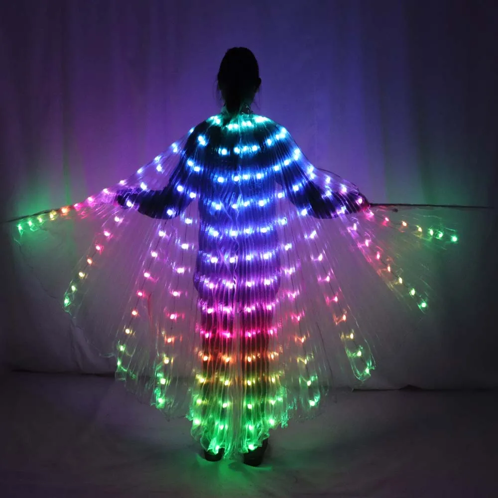 Скидка Для женщин LED крыльев Исиды дистанционного Управление танец живота светильник на крылья бабочки вечерние Клубные Flash Хэллоуин гибкий палоч...
