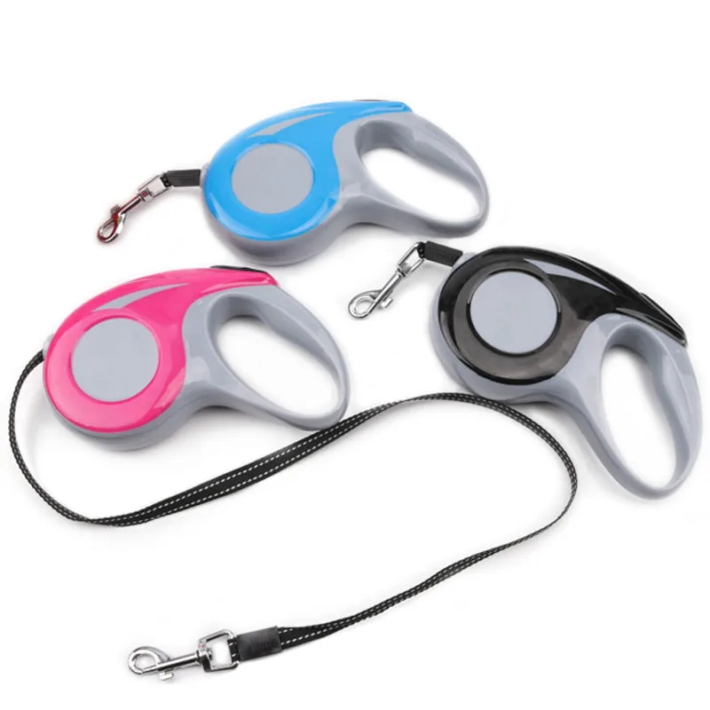

3M/5M One Hand Control Retractable Dog Leashes ABS Nylon Walking Running Training Reflective Leash For Small Medium Dogs