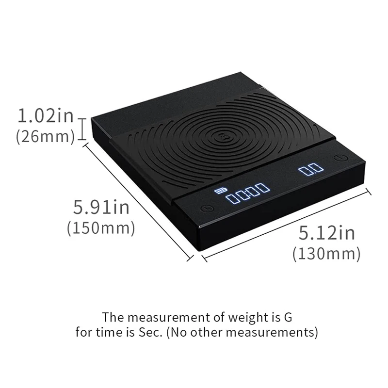 Timemore-b&aacute;scula digital inteligente b&aacute;sica + para caf&eacute;, balanza electr&oacute;nica de caf&eacute; por goteo con temporizador, 2kg, color negro-3