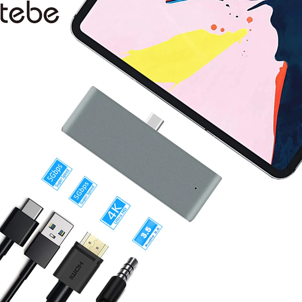 ОВБР USB-C Hub адаптер для Macbook/iPad pro Type-c до 4K HDMI 3 5 мм аудио разъем USB 1 Быстрая зарядка PD