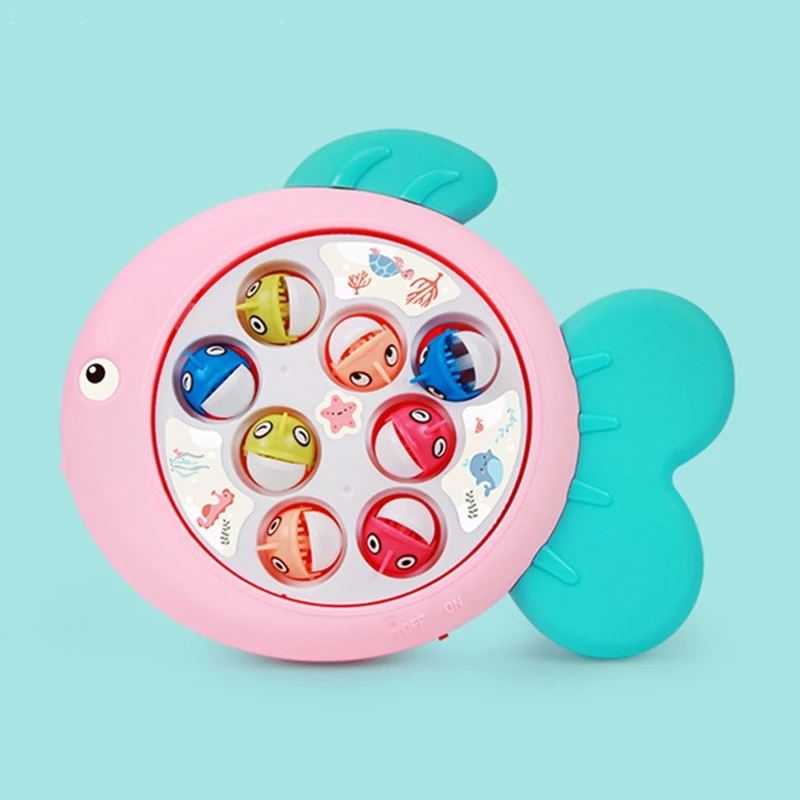 Голубая электрическая игрушка удочка вращающийся магнитный диск музыка Детский