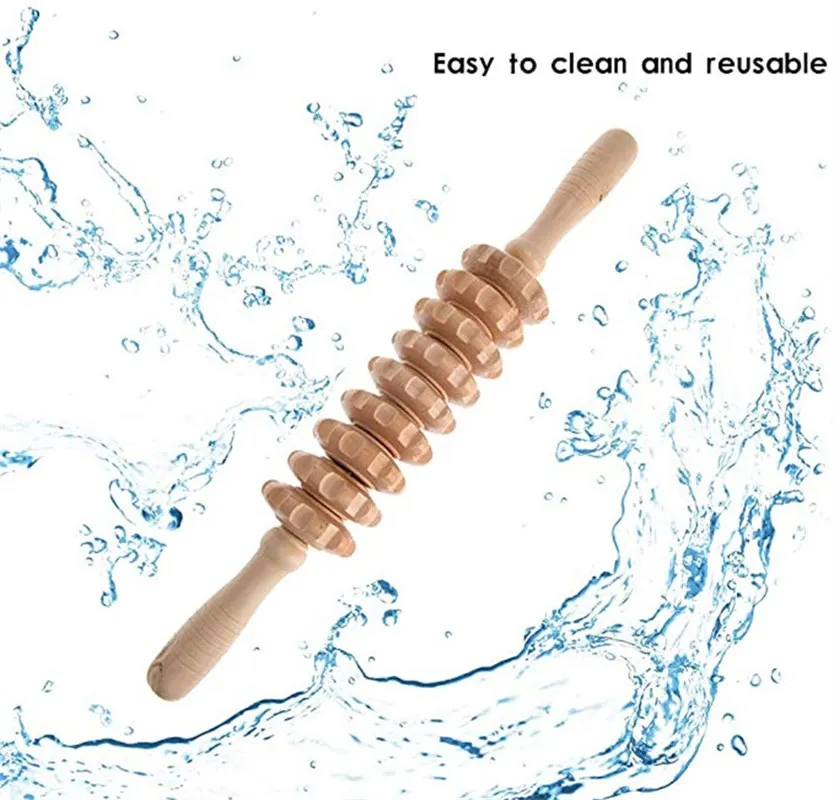 

9-Wheel Wooden Massager Roller Stick Body Back Legs Foot Muscle Relax Tool Anti Cellulite Waist Massage Stick Body Care Therapy