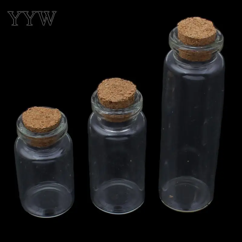 

5PC Cork Bottle Glass Beads Container Mini Glass Bottle Stopper Jewelry Storage Transparent Empty Bottle Containers Vial 50 75MM