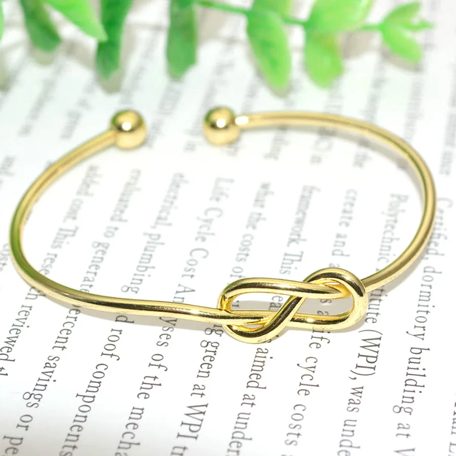 

New Arrival Knot Shape Open Bangle 58mm Diameter Gold Plating Fashion Women Bracelets Birthday Gift Jewelry 20pcs/lot
