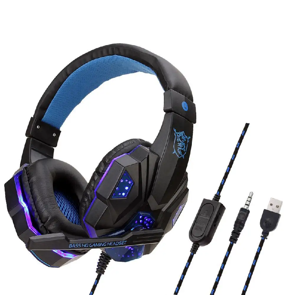 Проводные наушники Gaming Headset USB светящиеся Gamer 3 5 мм + стерео Складная гарнитура для