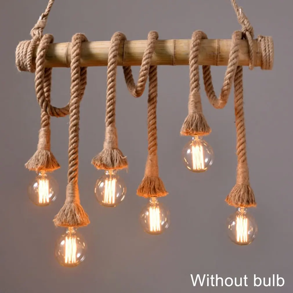 

Vintage Hemp Rope Pendant Light Retro Loft Industrial Hanging Lamp Edison Bulb Lamp Home Light Decoration