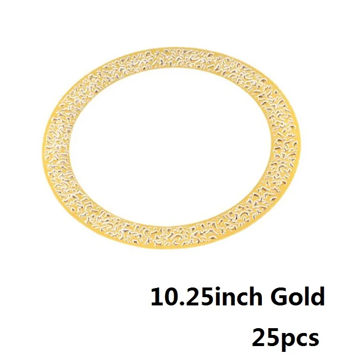 25 Gold 10.25in 25 золотых одноразовых пластиковых блюд кружевной дизайн Свадебная вечеринка посуда розовый Золотой кружевной салат сервировка десерта поднос обеденный набор - Цвет: 25 Gold 10.25in