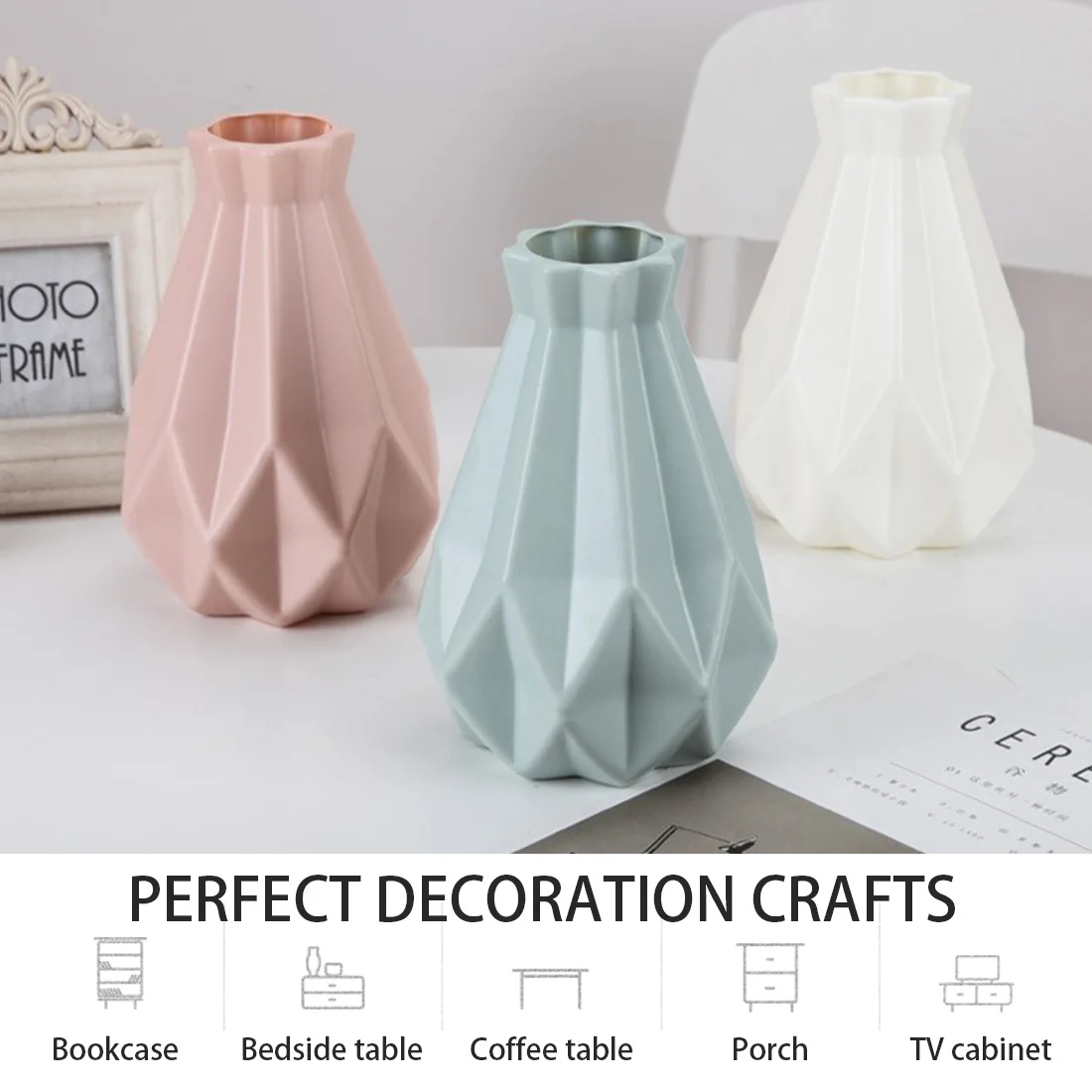 

Modern vases decoration home Nordic Style Flower Arrangement Living Room Origami flower pot for interior Plastic Hot Sale 2021
