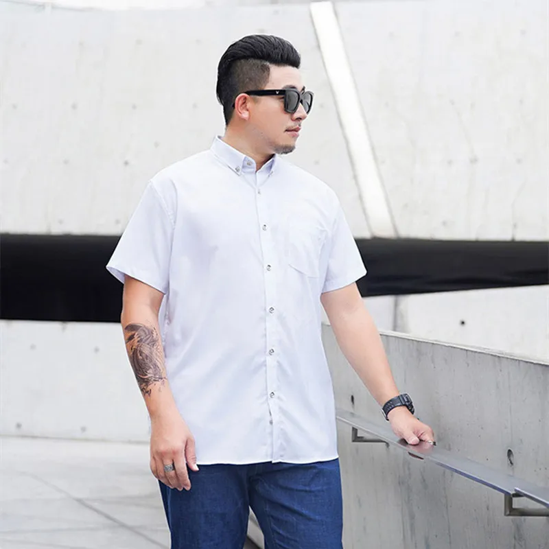 

men 8XL 9XL shirts 10XL 7XL plus size big larger 5XL 6XL short sleeve summer dress plaid shirts casual navy blue