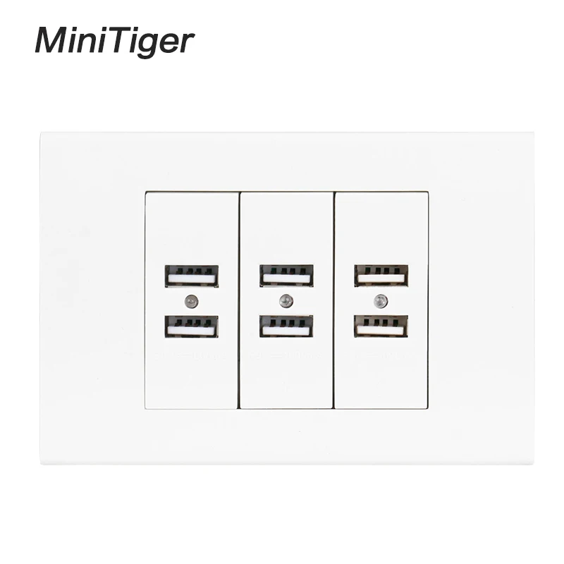 Minitiger US / AU Стандартный настенная розетка USB 6 Зарядное устройство Порты и разъёмы