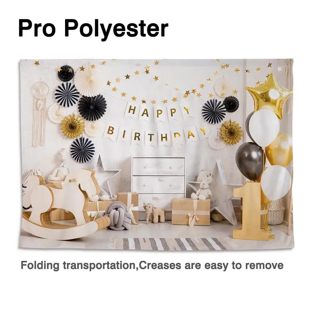 Allenjoy Cake Smash 1st One Year Birthday Party Photographic Background Rocking Horse Baby Kid Backdrop Photophone Photo Studio |