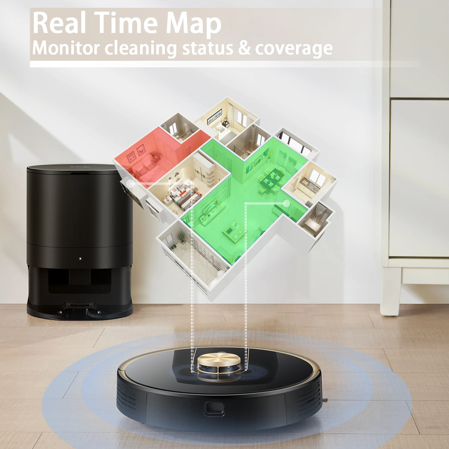 

uoni V980Plus Vacuum Cleaner Robots with Self-emptying Dustbin 8.0 Laser Navigation Robot Vacuum Cleaner for Carpet and Floor