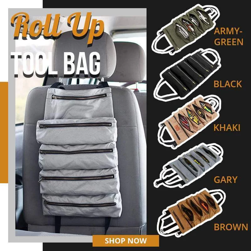 

Roll Up Tool Bag 5 Colors Canvas Multi-Purpose Tool Roll Up Bag Zipper Carrier Tote Wrench Roll Pouch Hanging Tool Carrier Tote
