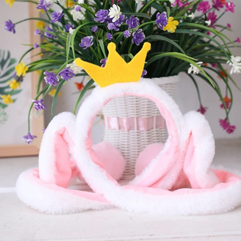 

Novelty Funny Moving Jumping Bunny Ears Headband Cartoon Rabbit Crown Plush Hair Hoop Ear Warmer Festival Party Props