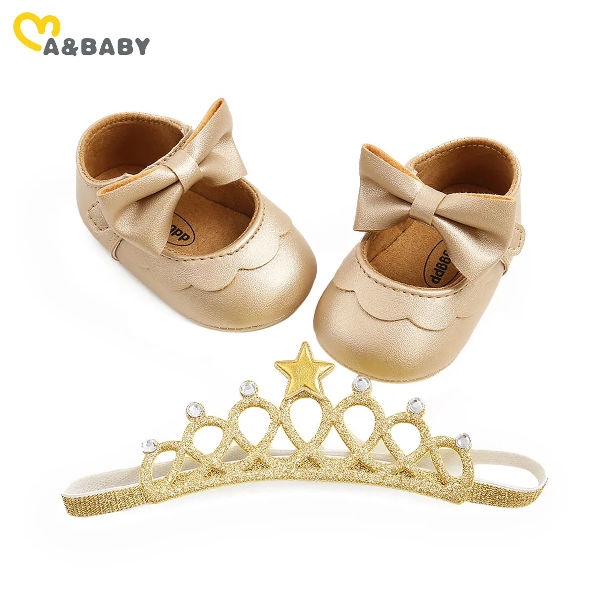 

Ma&Baby 0-18M Newborn Infant Baby Girls First Walkers Pu Leather Shoes Cute Bow Princess Party Birthday Shoes + Headband
