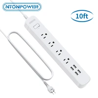 ntonpower us plug power strip 1700j surge protector with 10ft extension cord 4 outlets 4 usb ports multiple socket cord for home