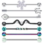 Промышленная Штанга из нержавеющей стали для женщин и мужчин, 14 г, стильные серьги для завивки хрящевой ткани с бусинами 1 и 12 дюйма