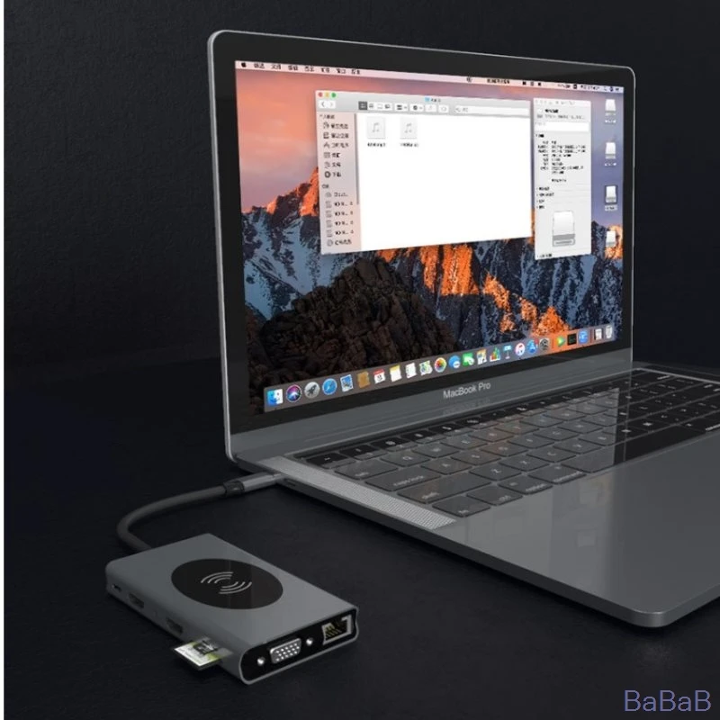 

14 In 1 USB-C Hub Docking Station Adapter 3.0 Wireless Charge Dual Audio