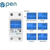 230v 580a backlight power energy meter din rail kwh voltage current meter with reset function