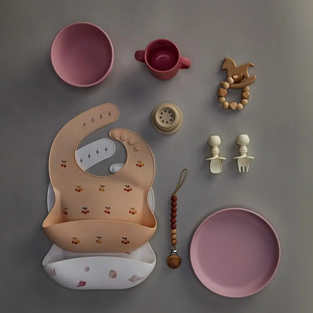 

Montessori Portable Baby Silicone Bib Feeding Anti-Dirty Artifact Bib Roll Pocket Waterproof Food Soft Foldable Rice