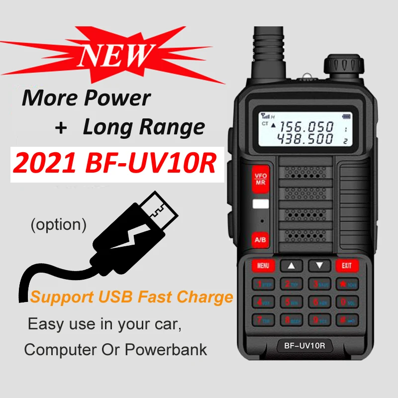 2021 Professional Baofeng UV10R Upgrade Walkie Talkie Long Range 30km Baofeng UV 10R 8800mAh Dual Band Two Way CB Ham Radio USB