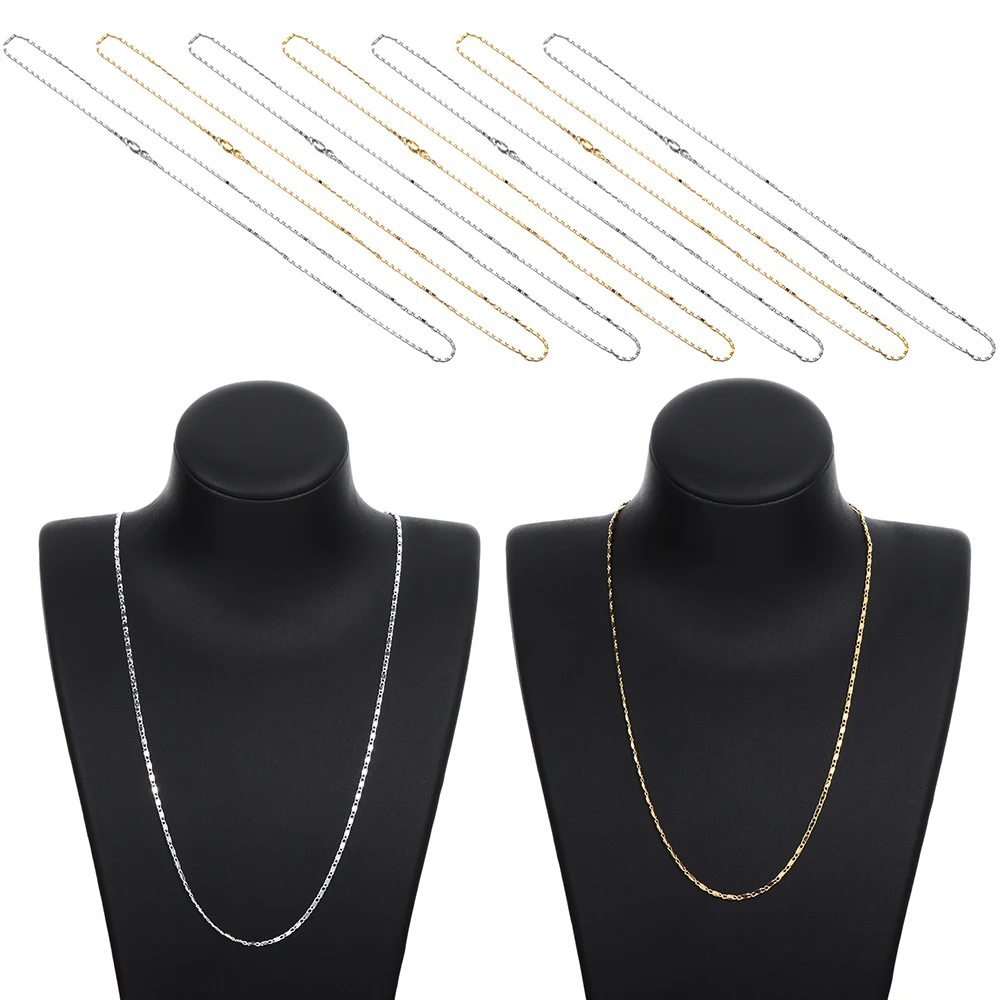 

New 1PC 2mm Wide Silver Plated 18K Gold Flat Chain Necklace (DIY Necklace) Piatto Singola Catena Clavicola Collana 2020 Fashion