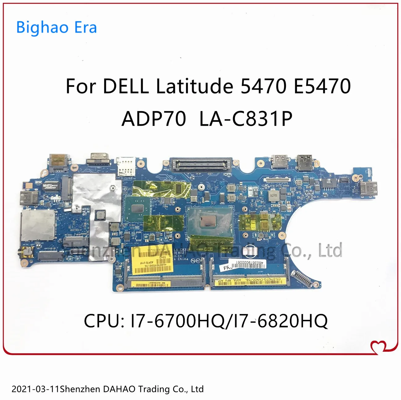 

ADP70 LA-C831P Mainboard For DELL Latitude 5470 E5470 Laptop Motherboard With i7-6820HQ CPU DDR4 CN 0476JC 100% Fully Tested