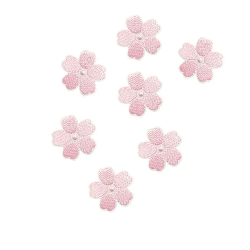5 шт. милые розовые нашивки с цветочной вышивкой термонашивки утюгом для
