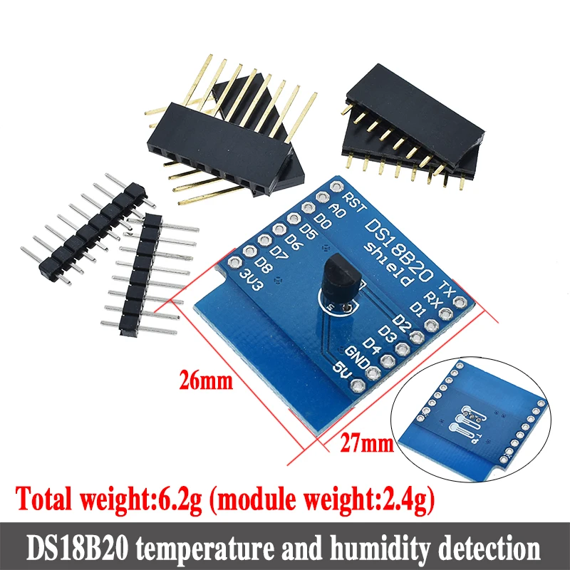 D1 Mini ESP8266 ESP-12 ESP-12F CH340G CH340 V2 USB WeMos wifi макетная плата D1 Mini NodeMCU Lua IOT плата 3,3 В с контактами - Цвет: D1 DS18B20 module