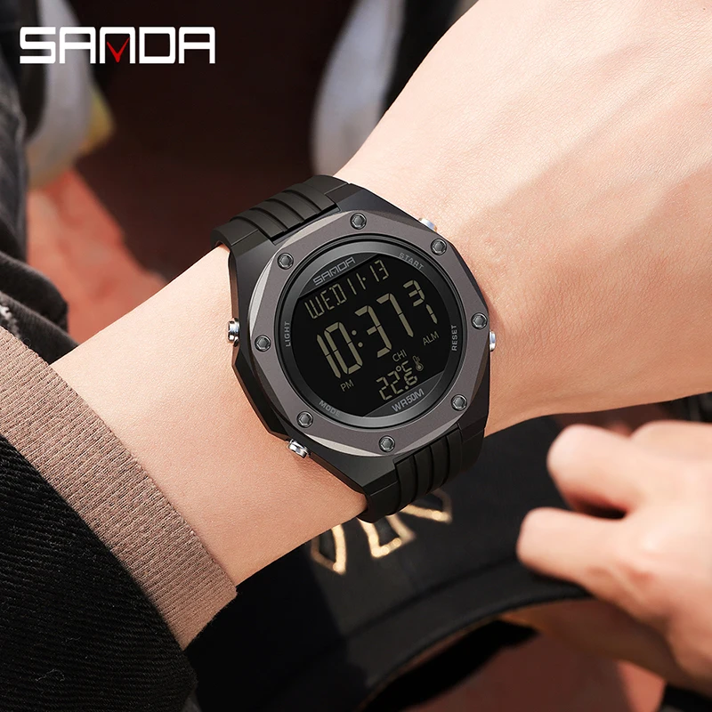 Часы мужские кварцевые с термометром и светодиодной подсветкой