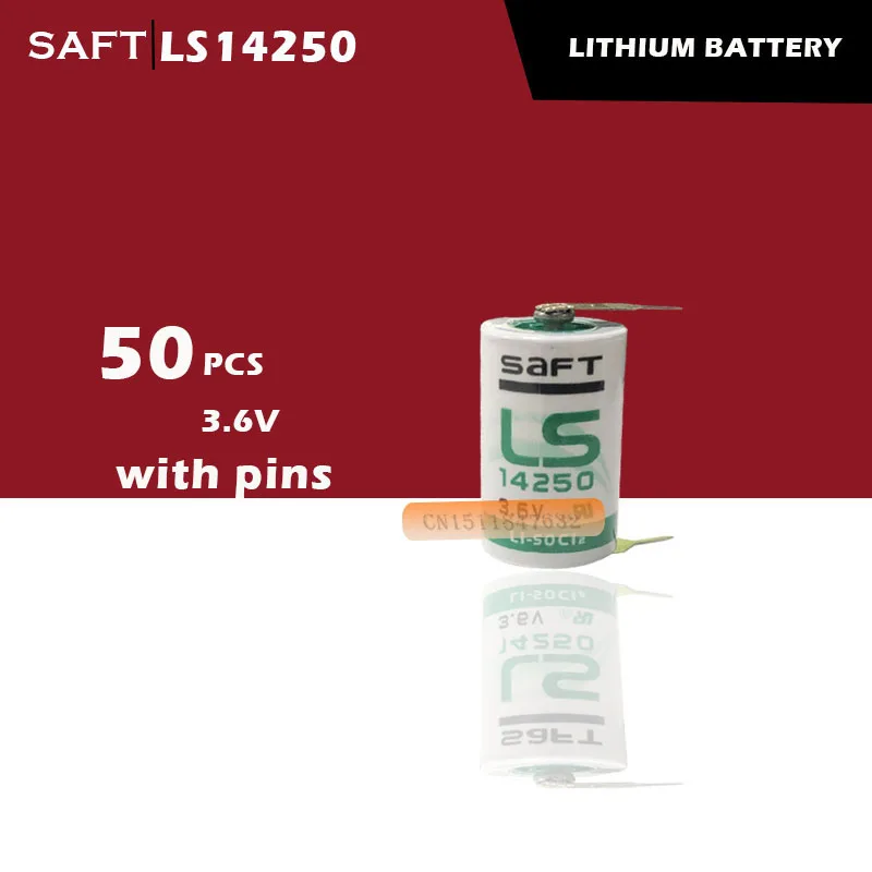 50 шт./лот SAFT LS 14250 LS14250 1/2 AA 1/2AA 3,6 в 1250 мАч литиевая батарея plc с булавками