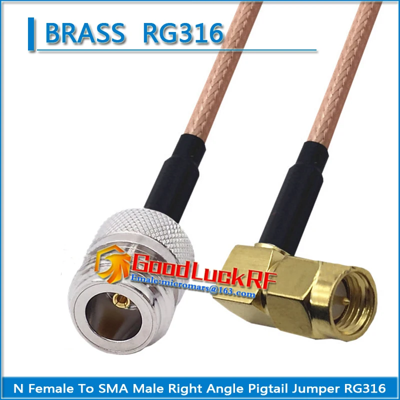 1X Pcs High-quality L16 N Female to SMA Male 90 Degree Right Angle Coaxial Type Pigtail Jumper RG316 Cable N to SMA Low Loss