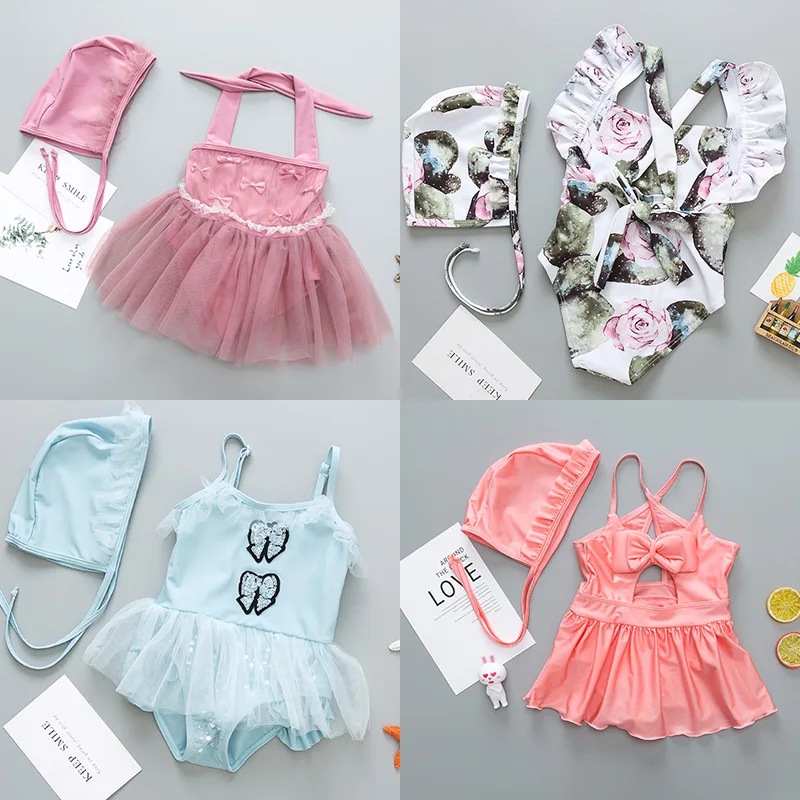 Купальный костюм детский цельный купальник для детей бикини девочек кружевной