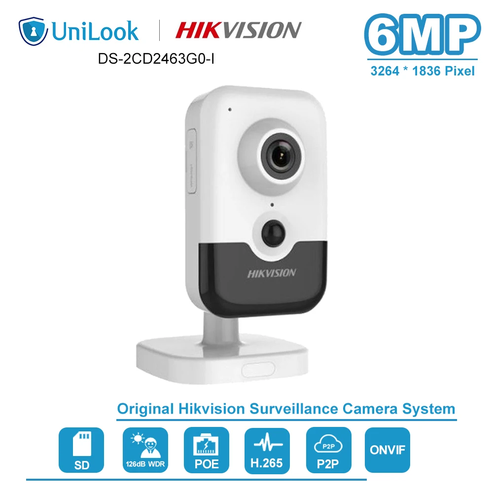 Hikvision 6MP фиксированный куб Wi-Fi (опционально) Сетевая камера POE Встроенный микрофон