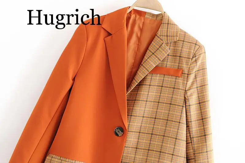 Женский клетчатый блейзер в клетку элегантная офисная верхняя одежда стиле