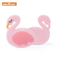 keepgrow flamingo silicone teether food grade baby teether animal baby teething gift chaw toddler toy mordedor baby product
