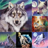 new 5d diy diamond painting wolf diamond embroidery animal scenery cross stitch manual gift full square round drill home decor