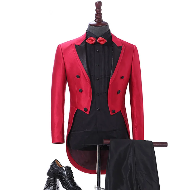 2020 элегантный мужской костюм красный фрак мужские костюмы для свадебного обеда