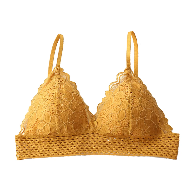 

French Lace Triangle Cup Bra Beautiful Back Underwear Ring Lingerie Women's Thin Section Wrapped Chest Tube Top No Steel New