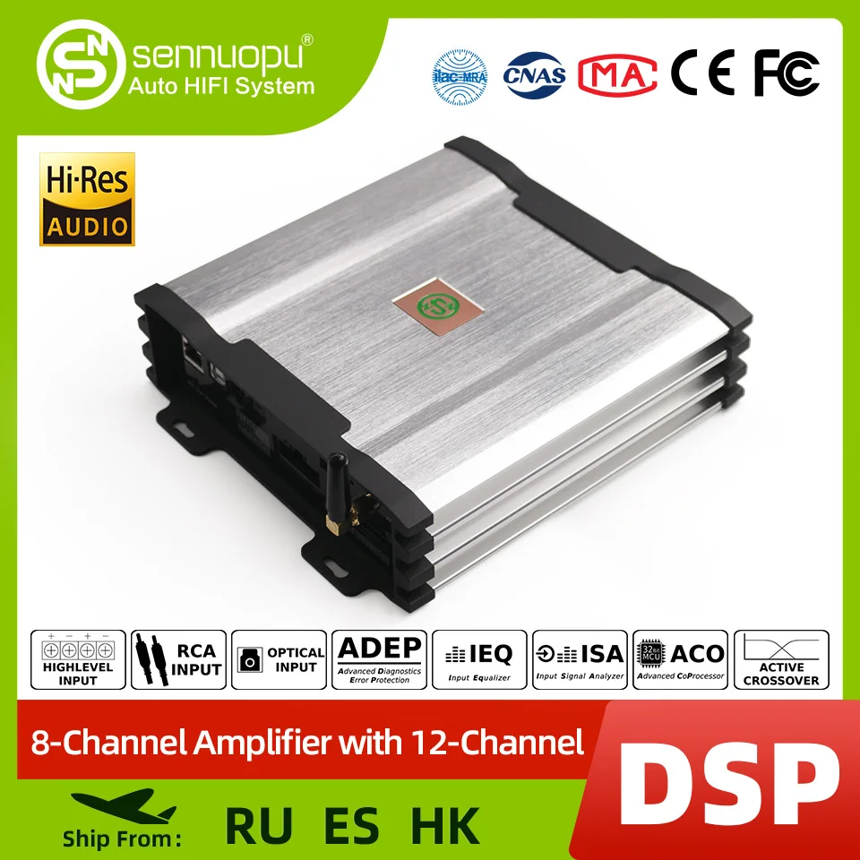 

Sennuopu X812B 1000w Dsp Audio Processor 12 Channel Car Amplifier Bluetooth Stereo Automotive Sound Amp 12 V Class A B for Car