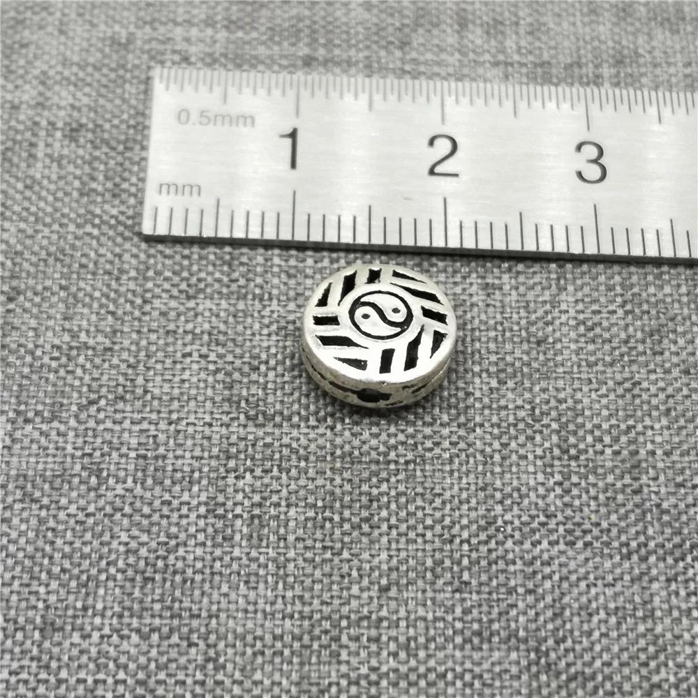 

5pcs of 925 Sterling Silver Taichi Tai Chi Beads 2-Sided Feng Shui Spacer