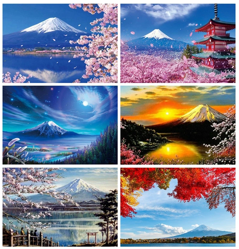 Алмазная живопись полная выкладка гора Fuji Япония алмазная вышивка пейзаж