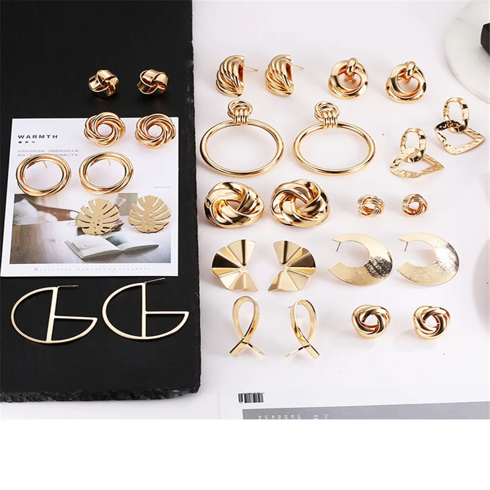 

NEW Fashion Metal Exaggerated Geometry Knot Earrings Stud Earrings Femininity Popular Jewelry Accessories