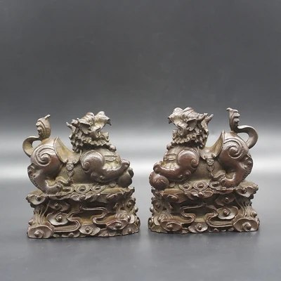 

Изысканная античная красная медь (Zhaocai Qilin. Пара) украшение для дома