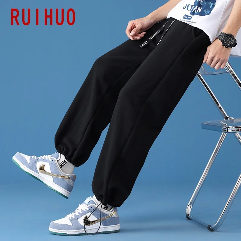 

RUIHUO Pink Casual Men's Pants Harajuku Men Clothing Korean Style Sweatpants Men Japanese Streetwear Trousers M-3XL 2021
